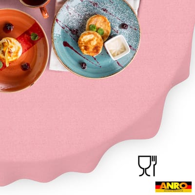 ANRO Tafelkleed Effen linnenlook Roze Ovaal 220x140cm Rechte rand Afwasbaar Waterafstotend