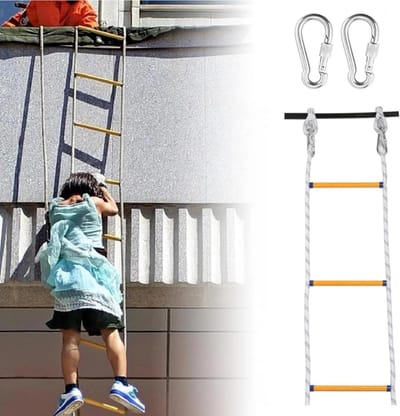 Noodladder - Reddingsladder Vluchttouwladder - Veilige Evacuatie - Hoge Draagkracht - 13 FT - Zwart