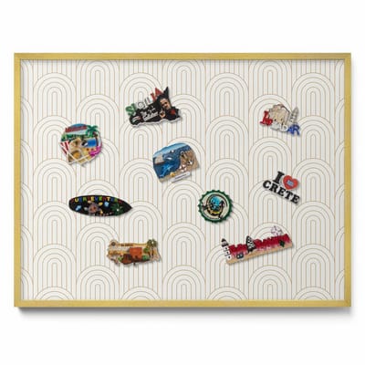 Tulup Magneetbord met Gouden Frame - Romig Magnetisch Bord met Kleurvariaties - 80 cm x 60 cm - Lineaire regelmatige bogen - Magnetisch Bord Rechthoekig - Magnetisch Bord voor aan de Wand - Magneetbord met Effen Frame