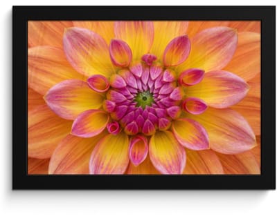 Poster in lijst - Fotolijst 30x20 cm - Posters - Dahlia - Bloem - Oranje - Posterlijst zwart - Decoratie - Wanddecoratie woonkamer - Muurdecoratie slaapkamer