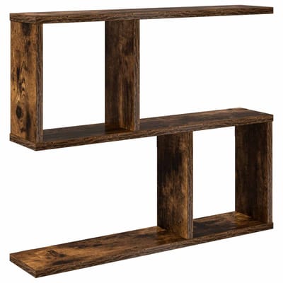 vidaXL - Wandplank - Gerookt - eiken - 60 - x - 12 - x - 50,5 - cm - Bewerkt - hout
