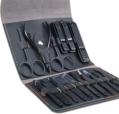 Dailygoods- Manicure Set Professioneel - Pedicure Set - Nagelverzorging Set - 16-in-1 Gereedschap - RVS Nagelknipper - Luxe Lederen Reistas - Nagelverzorgingsset