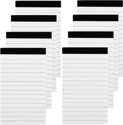 8 Mini Notitieblokken A7 - 30 Vel per Blok, Gelijnd Schrijfpapier voor Kantoor, Huishouding en School