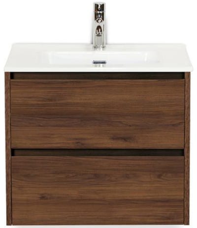 Dante Badmeubelset 60 cm - Walnoot - Keramische Wastafel Wit Cover