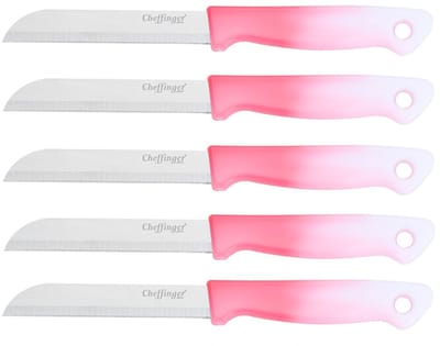 Cheffinger Schilmessenset – RVS Glad – 18 cm – Roze – 5 Stuks - Schilmesje