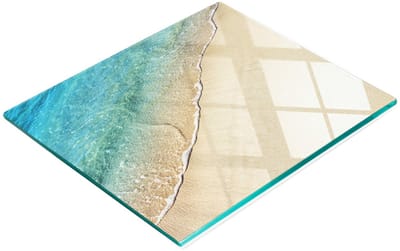 Gehard multifunctioneel decoratief glazen bord met strandgolfmotief, 60x52 cm
