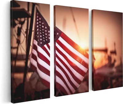 Artaza Canvas Schilderij Drieluik Amerikaanse Vlag - Verenigde Staten - 120x80 - Foto Op Canvas - Canvas Print