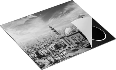Chefcare Inductie Beschermer Moskee in Cairo, Egypte - Zwart Wit - 60x50 cm - Afdekplaat Inductie - Kookplaat Beschermer - Inductie Mat