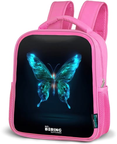 NoBoringSuitcases.com® - Rugzak roze - Schooltas meisjes - Magische digitale vlinder - Kinder rugtas meisje - Boekentas kind - Kinderrugzak voor school - Schoolrugzak