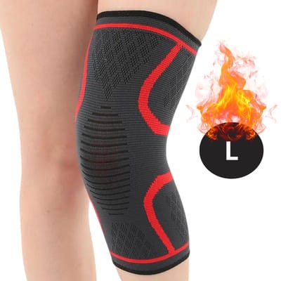 Bovista Kniebrace - Sportbrace Knie - Knee Sleeves - Knee Sleeves Powerlifting - Compressie Knie Brace - Knee Wraps - Knee Support - Dames - Heren - Rood - Maat L