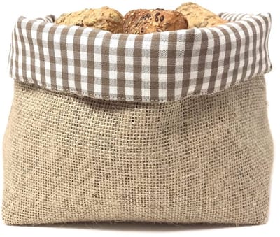 broodmand in jute stof en katoen - Design tas gemaakt vakmanschap in natuurlijke vezels