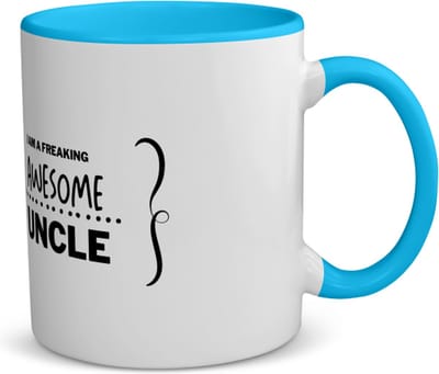 Akyol - i am a freaking awesome uncle koffiemok - theemok - blauw - Oom - geweldige oom - liefste oom - verjaardag - cadeau - kado - bedankje - geschenk - 350 ML inhoud