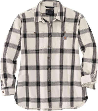 Carhartt Twill Plaid Loose Fit Overhemd Met Lange Mouwen Beige M