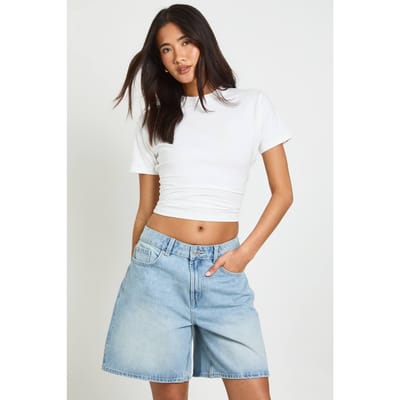 boohoo Dames Denim Boyfriend Short | Vintage Bleach | Maat: 36