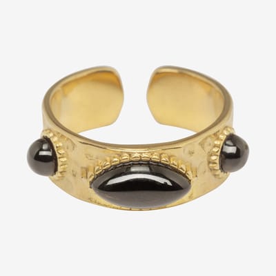 Essenza Black Stones Ring Gold