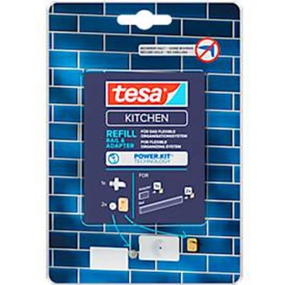 tesa® Power.kit navulverpakking voor keukeninrichtingssets - railing en adapter, verwijderbaar zonder sporen na te laten,