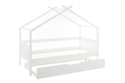 Viking Choice Huisbed 90x200 cm met Logeerbed - Wit Houten Kinderbed