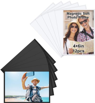 Dailygoods- Fotolijsten Magnetisch 12 Stuks - Koelkast Fotolijsten - Magneetframe - Multifunctioneel - 10x15 cm - Voor Notities en Foto's - Magnetische Fotolijst