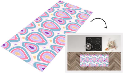 Keukenloper 120x50 cm - Keukenmat vinyl Patroon - Agaat - Retro - Paars - Keukenmatten loper - Keuken vloerkleed tapijt