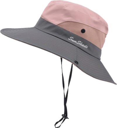 Livano Zonnehoed - Reishoed - UV Beschermende Hoed - Bucket Hat - Festival - Pet - Hoedje Voor Dames & Heren - Hoofdbescherming - Roze & Grijs