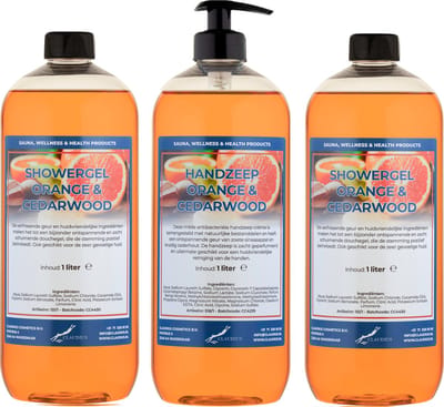 Handzeep Sweet Orange & Cedarwood 1 liter - met gratis pomp - set van 3 stuks
