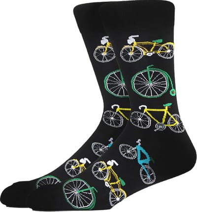 Sokken heren - zwart - leuke print fiets - 40 - 45 - cadeau voor hem - Kerstcadeau - vaderdag cadeau - verjaardagscadeau - geschenkl - gift