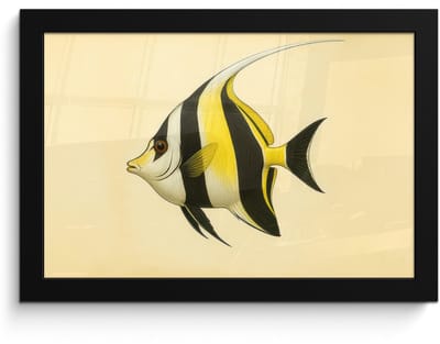 Poster in lijst - Fotolijst 30x20 cm - Posters - Vis - Sierlijk - Rugvin - Geel - Posterlijst zwart - Decoratie - Wanddecoratie woonkamer - Muurdecoratie slaapkamer