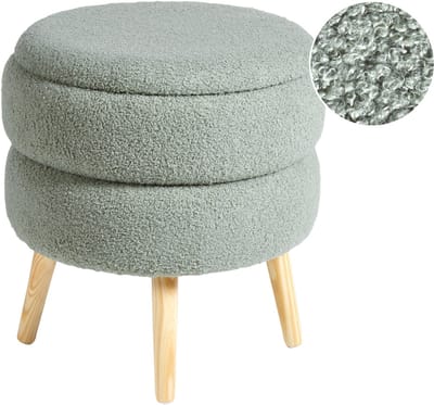 OKATON - Hocker met opbergruimte - Groen - Bouclé