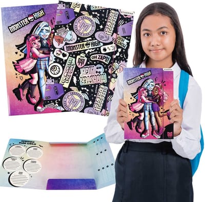 Monster High GELAMINEERDE Elastomap A4 schoolmap met elastiek voor meisjes, LEERMIDDELEN: vermenigvuldigingstabel STARPAK