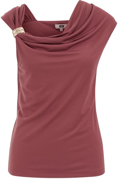 WE Fashion Dames top met gedrappeerd effect en gouden detail