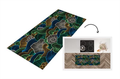 Keukenloper - Loper keuken - Patroon - Bloemen - Glow - 120x50 cm - Keukenloper vinyl
