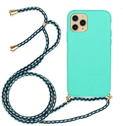 Lunso - Backcover hoes met koord - Geschikt voor iPhone 11 Pro Max - Cyaan