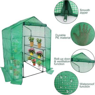 Broeikas Hoes - Inloophoes PVC - Planten Beschermen - Waterdicht Materiaal - 143x143x195 cm - Groen