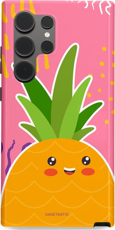 Casetastic Hoesje Geschikt voor Samsung S24 Ultra - Stijlvolle Beschermende Duo-layer Case - Zoete Ananasdroom
