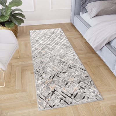 Tapiso Crystal Loper Tapijtloper Lichtgrijs Laagpolig Kleed Vloerkleed Maat- 70x350