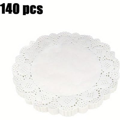1 ensemble/140 pièces de stores en papier dentelle blanche, stores en papier dentelle jetables pour table, stores en papier ronds pour l'artisanat de gâteau, décoration de vaisselle de fête de mariage Pack of 140