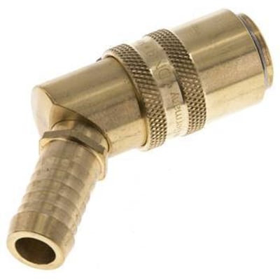 Messing DN 9 Tempereerkoppeling Snelkoppeling 13 mm Slangpilaar Loskoppelbeveiliging Dubbele afsluiting 45-deg