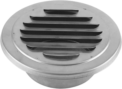 Ontluchtingsrooster RVS - Muur Ventilatie - Luchtcirculatie Kamer - Regenbestendig Ontwerp - 14.5 cm Diameter - Zilver