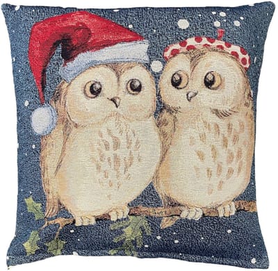 Kussenhoes Christmas Owls - Kerst uilen - Met glitterdraad