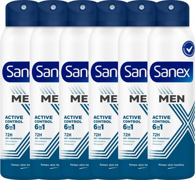 Sanex Men Active Control 72H Anti-Transpirant Deodorant Spray 6 x 150ml
