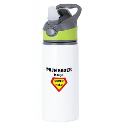 Hacebo® - mijn broer is mijn superheld waterfles met rietje groen - Broer - super broer - verjaardag - cadeautje voor broer - broer artikelen - kado - geschenk - water fles - 650ML