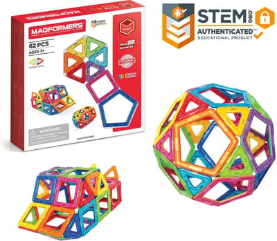 Magformers Basic Set- bouwset 62 stuks- magnetisch speelgoed- speelgoed 3,4,5,6,7 jaar jongens en meisjes– Montessori speelgoed- educatief speelgoed- constructie speelgoed
