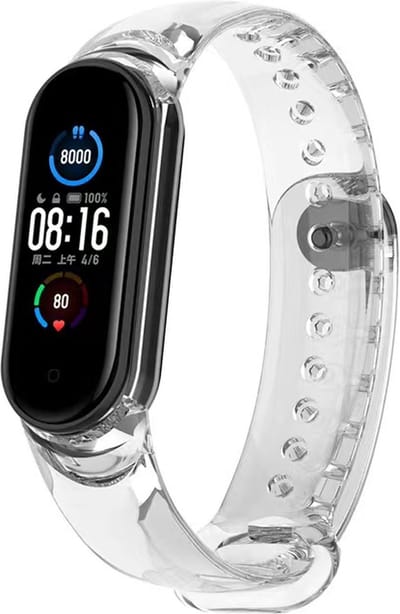 Strap-it Siliconen bandje - zonverkleurend crystal bandje - geschikt voor Xiaomi Mi Band 5 / Mi Band 6 - transparant