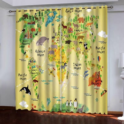 3D Digitaal Gedrukt AtoZ Alfabet Mooie Cartoon Raamgordijn Kinderkamer Decor Home Interieur Decoratie Gordijnen 100W160H(CM)40x63in&Grommet Top