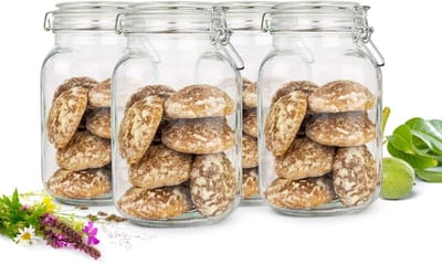 Set van 6 Weckpotten 2 Liter met Beugelsluiting en Etiketten voor Bewaren en Inmaken