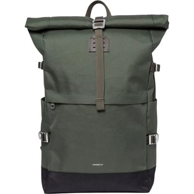 Sandqvist Icon Rolltop - Rugzak L 16 65 cm verlengd (dawn Green met donkerbruin leer)