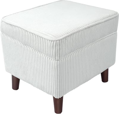 Poef met opbergruimte - Voetenbank opberger - Woonkamer organiseren - Verstelbaar deksel - 47 cm breed - Beige