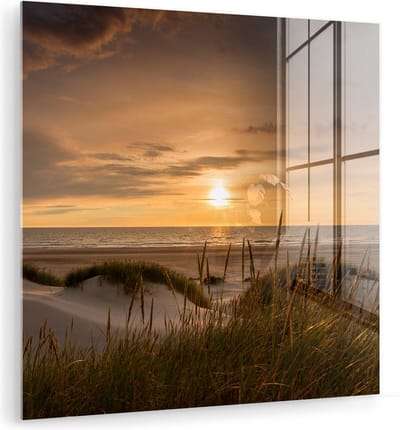 MuchoWow® Glasschilderij 50x50 cm - Schilderij acrylglas - Strand - Kleuren - Europa - Foto op glas - Muurdecoratie woonkamer - Wanddecoratie slaapkamer - Schilderijen