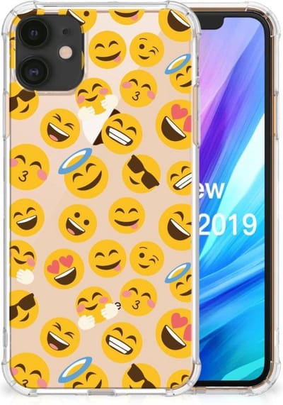 Apple iPhone 11 Doorzichtige Silicone Hoesje Emoji
