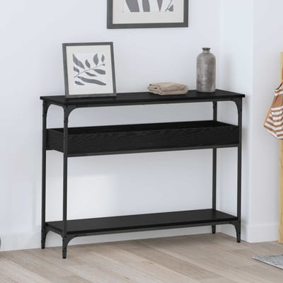 vidaXL - Wandtafel - Zwart - eiken - 100 - x - 29 - x - 75 - cm - Bewerkt - hout
